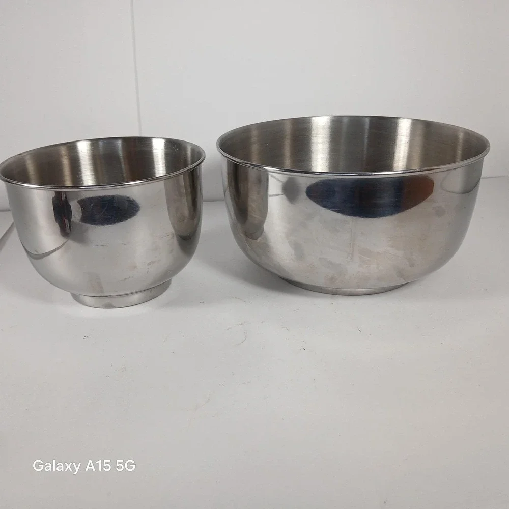 Sunbeam Mixmaster Mixing Bowls Large & Small Stainless  Model 2356 Vintage